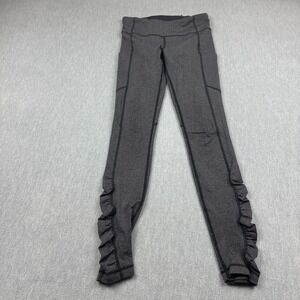 Lululemon Leggings Women 6 Gray Ghost Herringbone Turn Around Ruffle 30"‎ Tight